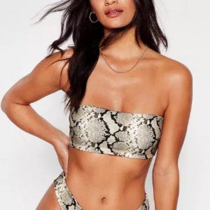 Snake Print Bandeau Bikini Top